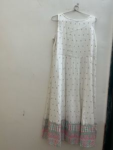 White ethnic gown with gold foil print
