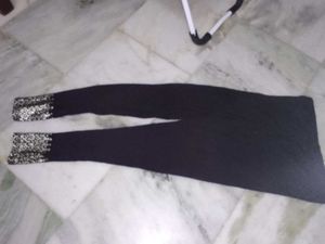 Black Palazzo Pants with Golden Print