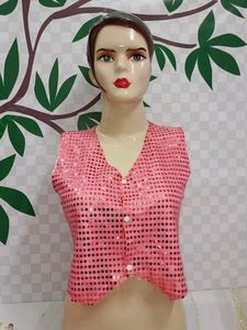 (700)Pink Sequin Vest