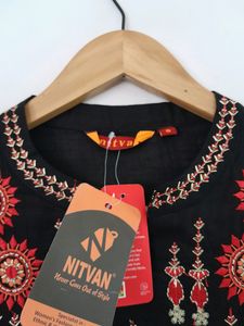 Black Embroidered Kurta (Women's)