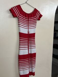 Red &amp; White Striped Bodycon Dress