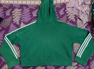 Green Adidas Cropped Hoodie