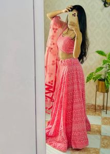 Elegant Pink Chikankari Lehenga Choli
