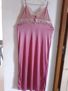 Elegant Pink Nightgown with Lace Detail