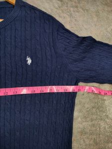 USPA Blue Cable Knit Sweater
