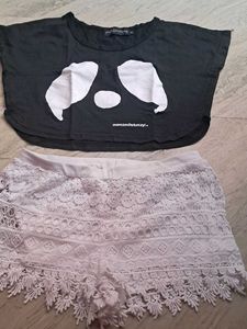 cute  top with laces short