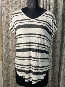 LOFT Striped V-Neck Tunic Top