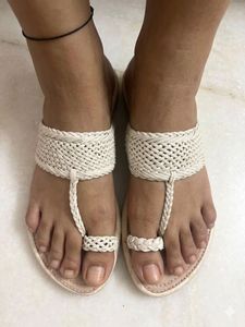 Stylish White Woven Sandals