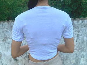 💟Brand New White Square Neck Ruched Crop 💟