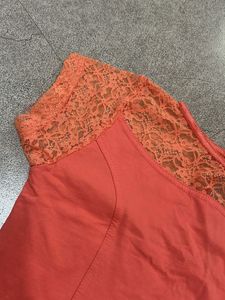 Coral Lace Sleeve Blouse