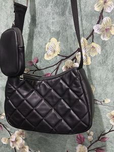 Quilted Crossbody Bag with Pouch