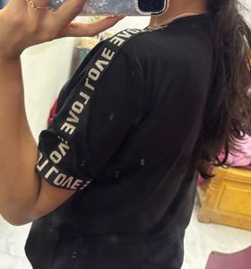 Black T-Shirt with Logo Detail