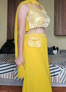 Beautiful Yellow Sequin Sharara Set