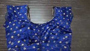 Elegant Navy-Mint Silk Saree with  blouse