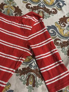 Red and White Striped Top