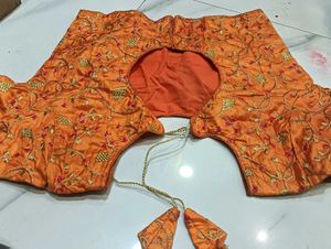 Embroidered Orange Blouse