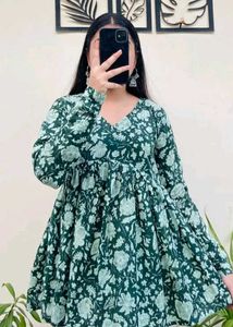 Green Floral Print Kurti