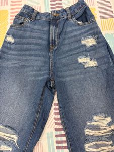Trendy Ripped Blue Denim Jeans