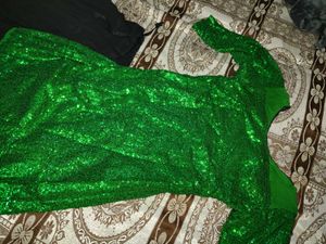 Sparkling Green &amp; Black Lehenga Set