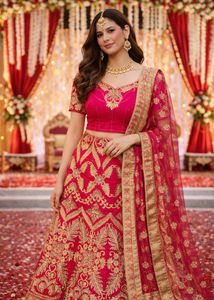 Elegant Pink Embroidered Lehenga Choli