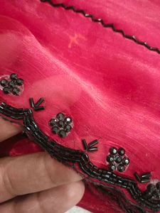 Elegant margenta color Embroidered Saree