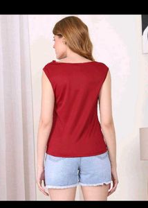 Chic Red Cowl Neck Sleeveless Top