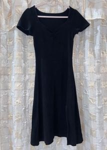 Classic Black ribbed  Fit & Flare Dress