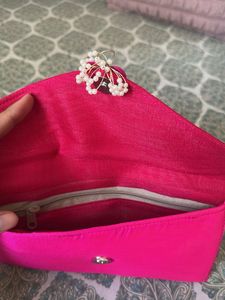 Pink Clutch with Floral Detail