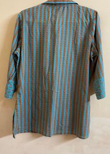 Women's Cotton Ikat Printed Casual Shirt Style Kur