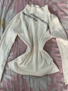 Cream Long Sleeve Top with Graphic Print