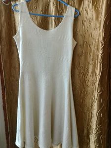 White Textured Fit &amp; Flare Dress