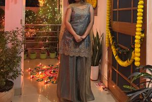 Elegant Grey Palazzo Suit