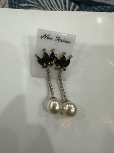 Elegant Pearl Drop Crown Earrings