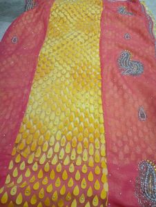 Beautiful Yellow &amp; Pink Embellished Saree