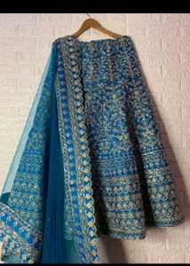 Blue Lehenga Choli with Gold Embroidery