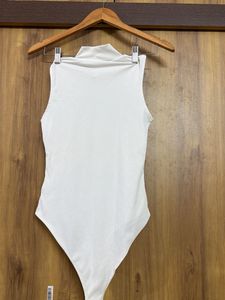 Sleek White Mock Neck Bodysuit