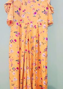 Women Yellow Round Neck Floral Printed Jumpsuit
