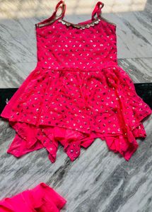 Vibrant Pink Sequined Kurta Set