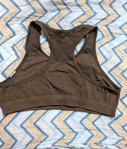 Ribbed Brown Sports Bra