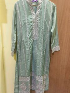 Beautifully Embroidered Green Kurta Pant dupatta s