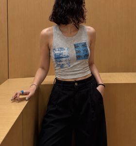 Gray Graphic Print Tank Top