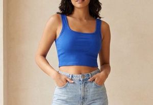 Royal blue ribbed crop top | Size Xs