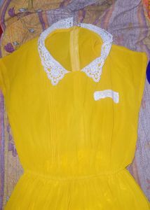 Bright Yellow Peter Pan Collar A-Line Dress