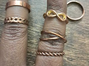 Boho Copper Tone Ring Set: 5