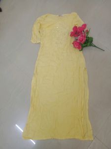 Hautecurry Brand Kurta With Embroidery On Neck