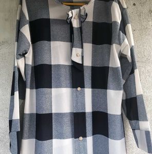 korean plaid shirt dress ✧