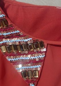 Rust Orange Beaded Blouse