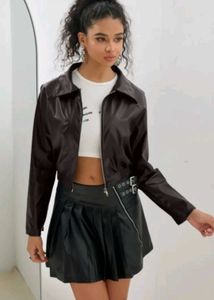 newme leather brown jacket