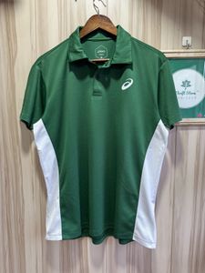 ASICS Green White DriFit Polo T-Shirt