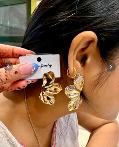 SZN Floral Drop Earrings - Gold Tone